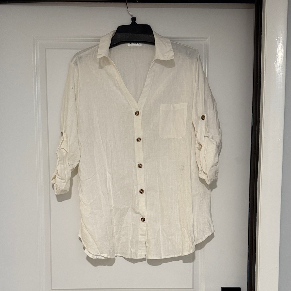 Women's Cream Button-Down Shirt